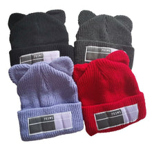 Load image into Gallery viewer, Winter Hats for Woman New Beanies Knitted Hat Cute Ear Girls Autumn Female Beanie Caps Warmer Bonnet Casual Cap Winter Beanie Hats for Women Girls Cable Knit Soft Cute Beanie with Double Pompom Ears Detachable Pompom Fur Hat Girls
