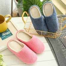 Load image into Gallery viewer, Winter Home Men And Women Solid Color Slippers Fashion Couple Plush Slippers Warm Indoors Bedroom Floor Shoes Warm Cotton Memory Foam Slippers Soft Yarn House Slippers
