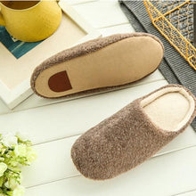 Load image into Gallery viewer, Winter Home Men And Women Solid Color Slippers Fashion Couple Plush Slippers Warm Indoors Bedroom Floor Shoes Warm Cotton Memory Foam Slippers Soft Yarn House Slippers
