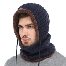 Load image into Gallery viewer, Winter Knitted Hat Beanie Men Beany Skellies Beanies Winter Hats For Women Men Caps Gorgas Bonnet Mask Brand Hats Hooded Cowl Neckerchief with Drawstring Soft Balaclava Pullover Knitted Beanie for Adults Men Women Ski Caps
