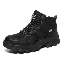 Load image into Gallery viewer, Winter Leather Mens Boots Fur Super Warm Snow Boots Men Winter Work Casual Shoes High Top Rubber Boots Winter Warm Outdoor Walking Lace Up Anti-Slip Breathable Ankle Booties
