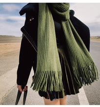 Load image into Gallery viewer, Winter Luxury New Soft Warm Wool Tassel Scarf Lightweight Striped Shawl Classic Wild Soft Simple Travel Scarves Hijab Blanket Cashmere Elegant Casual Muffler For Women
