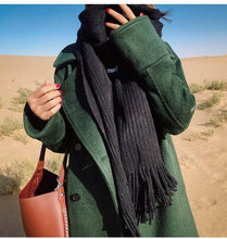 Load image into Gallery viewer, Winter Luxury New Soft Warm Wool Tassel Scarf Lightweight Striped Shawl Classic Wild Soft Simple Travel Scarves Hijab Blanket Cashmere Elegant Casual Muffler For Women
