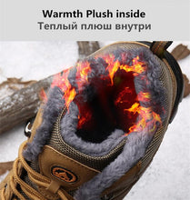 Load image into Gallery viewer, Winter Men's Boots Warm Snow Boots High Quality Leather Waterproof Outdoor Men Hiking Boots Waterproof Non-Slip Trail Fur Lined Ankle Boots Leather Winter Shoes
