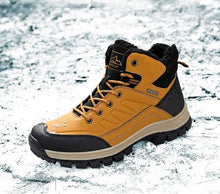 Load image into Gallery viewer, Winter Mens Boots Plush Warm Snow Boots Waterproof Outdoor Short Boots Leather Ankle Hiking Boots Mens Waterproof Outdoor Snow Boots Winter Cold Weather Shoes

