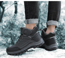 Load image into Gallery viewer, Winter Mens Boots Plush Warm Snow Boots Waterproof Outdoor Short Boots Leather Ankle Hiking Boots Mens Waterproof Outdoor Snow Boots Winter Cold Weather Shoes
