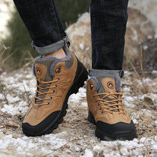 Load image into Gallery viewer, Winter Snow Boots Waterproof Leather Sneakers Super Warm Men's Boots Outdoor Hiking Boots Warm Fur Line Hiking Boot Outdoor Walking Shoes Casual Leather Booties For Men

