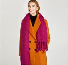 Load image into Gallery viewer, Winter Thick Soft Solid Color Warm Scarf Cashmere Hijabs Lightweight Warm Scarves Wraps Elegant Big Tassels Shawl Long Stole Mufflers For Women

