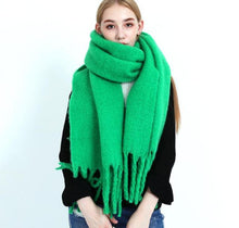 Load image into Gallery viewer, Winter Thick Soft Solid Color Warm Scarf Cashmere Hijabs Lightweight Warm Scarves Wraps Elegant Big Tassels Shawl Long Stole Mufflers For Women
