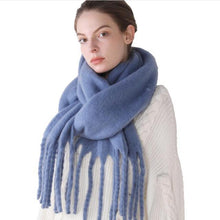 Load image into Gallery viewer, Winter Thick Soft Solid Color Warm Scarf Cashmere Hijabs Lightweight Warm Scarves Wraps Elegant Big Tassels Shawl Long Stole Mufflers For Women
