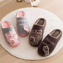 Load image into Gallery viewer, Winter Warm Home Slippers Women Cat Non-Slip Home Shoes Indoor Floor Bedroom Couple Plush House Slippers Comfort Plush Cute House Lucky Cat Warm Indoor Home Shoes
