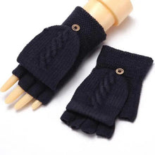 Load image into Gallery viewer, Winter Warm Thickening Wool Gloves Knitted Flip Fingerless Exposed Finger Thick Gloves Mittens Soft Cold Weather Women Gloves
