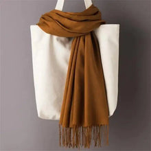 Load image into Gallery viewer, Winter Women Scarf Female Scarves For Women Solid Shawl Wraps For Winter Casual Wear Travel Friendly Wool Tassel Scarf Fashion Solid Color Toddler Soft Warm Scarves
