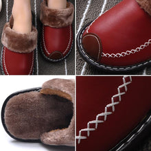Load image into Gallery viewer, Winter Women Slippers Leather Home House Indoor Non-Slip Thermal Shoes Men Warm Furry Slippers Winter House Slippers Comfy Warm Indoor Outdoor Memory Foam Non Slip Home Bedroom Shoes
