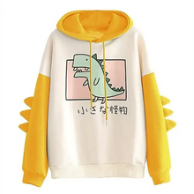 Load image into Gallery viewer, Winter Womens Hoodies Sweatshirt Dinosaur Print Long Sleeve Patchwork Tracksuit Oversize Pullover Hoodies Women Hoodies for Teen Girls Printed Cute Hooded Sweatshirt Junior Sports Outerwear Long Sleeve Hooded Pullovers Tops
