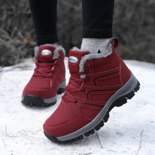 Load image into Gallery viewer, Winter Womens Mens Boots Plush Leather Waterproof Climbing Hunting Shoes Unisex Lace-up Outdoor Warm Hiking Boot Warm Ankle Cushionable Non-Slip Fashion Booties For Outdoor Walking
