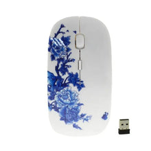 Load image into Gallery viewer, Wireless Blue White Flower Pattern Mouse Optical Mice 1600 DPI Wireless Mouse Portable Mobile Office USB Mouse
