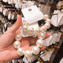 Load image into Gallery viewer, Woman Big Pearl Hair Ties Fashion Korean Style Hairband Scrunchies Girls Ponytail Holders Rubber Band Hair Accessories Ponytail Holder Accessories for Women And Girls
