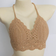 Load image into Gallery viewer, Woman Bikini Top Crochet Knit Separate Female Women Comfortable Beach Crochet Crop Summer Halter Tank Top Beach Knit  Bra Beachwear Plus Size Bathing Suits Summer Beach Crochet Crop Tank Top
