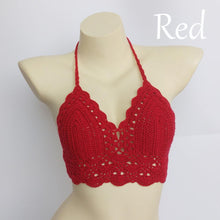 Load image into Gallery viewer, Woman Bikini Top Crochet Knit Separate Female Women Comfortable Beach Crochet Crop Summer Halter Tank Top Beach Knit  Bra Beachwear Plus Size Bathing Suits Summer Beach Crochet Crop Tank Top
