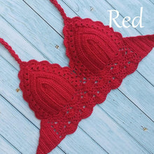 Load image into Gallery viewer, Woman Bikini Top Crochet Knit Separate Female Women Comfortable Beach Crochet Crop Summer Halter Tank Top Beach Knit  Bra Beachwear Plus Size Bathing Suits Summer Beach Crochet Crop Tank Top

