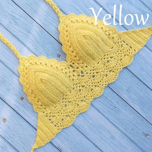 Load image into Gallery viewer, Woman Bikini Top Crochet Knit Separate Female Women Comfortable Beach Crochet Crop Summer Halter Tank Top Beach Knit  Bra Beachwear Plus Size Bathing Suits Summer Beach Crochet Crop Tank Top
