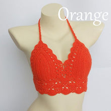 Load image into Gallery viewer, Woman Bikini Top Crochet Knit Separate Female Women Comfortable Beach Crochet Crop Summer Halter Tank Top Beach Knit  Bra Beachwear Plus Size Bathing Suits Summer Beach Crochet Crop Tank Top
