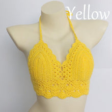 Load image into Gallery viewer, Woman Bikini Top Crochet Knit Separate Female Women Comfortable Beach Crochet Crop Summer Halter Tank Top Beach Knit  Bra Beachwear Plus Size Bathing Suits Summer Beach Crochet Crop Tank Top
