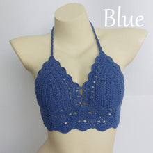 Load image into Gallery viewer, Woman Bikini Top Crochet Knit Separate Female Women Comfortable Beach Crochet Crop Summer Halter Tank Top Beach Knit  Bra Beachwear Plus Size Bathing Suits Summer Beach Crochet Crop Tank Top
