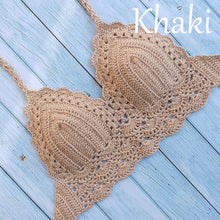 Load image into Gallery viewer, Woman Bikini Top Crochet Knit Separate Female Women Comfortable Beach Crochet Crop Summer Halter Tank Top Beach Knit  Bra Beachwear Plus Size Bathing Suits Summer Beach Crochet Crop Tank Top

