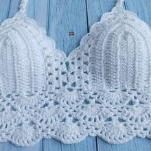 Load image into Gallery viewer, Woman Bikini Top Crochet Knit Separate Female Women Comfortable Beach Crochet Crop Summer Halter Tank Top Beach Knit  Bra Beachwear Plus Size Bathing Suits Summer Beach Crochet Crop Tank Top
