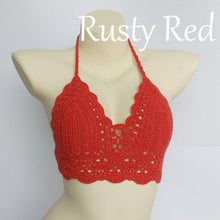 Load image into Gallery viewer, Woman Bikini Top Crochet Knit Separate Female Women Comfortable Beach Crochet Crop Summer Halter Tank Top Beach Knit  Bra Beachwear Plus Size Bathing Suits Summer Beach Crochet Crop Tank Top
