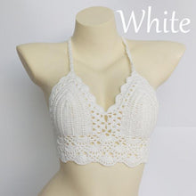 Load image into Gallery viewer, Woman Bikini Top Crochet Knit Separate Female Women Comfortable Beach Crochet Crop Summer Halter Tank Top Beach Knit  Bra Beachwear Plus Size Bathing Suits Summer Beach Crochet Crop Tank Top
