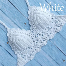 Load image into Gallery viewer, Woman Bikini Top Crochet Knit Separate Female Women Comfortable Beach Crochet Crop Summer Halter Tank Top Beach Knit  Bra Beachwear Plus Size Bathing Suits Summer Beach Crochet Crop Tank Top
