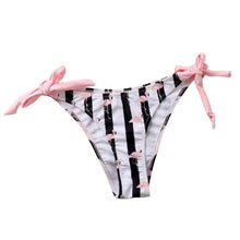 Load image into Gallery viewer, Women 2Pcs Summer Beach Bathing Suit Bowknot Ruffle Sleeve Crop Tops  Striped Print Swimsuit  Bikini Sets 2 Piece Ruffled V Neck Bathing Suits Summer Swimwear
