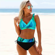 Load image into Gallery viewer, Women Bikini Plus Size Push Up Swimsuit High Waist Bikini Set Women's Push-up Halter Bandage Bikini Swimsuits Swim Bottoms Swimwear Bathing Suit Beachwear Swimming Suit
