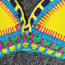 Load image into Gallery viewer, Women Bikini Set Swimwear Beachwear  Low Waist Handmade Knit Swimsuit Female Bathing Suit Swimming Suit Women's Halter Sliding Triangle Bikini Sets Charming Tie Side Bathing Suit
