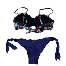 Load image into Gallery viewer, Women Bikini Swimsuit Bandage Floral Print Swimwear Split Bathing Suit Swimsuit Women Two 2 Piece Split Swimsuit  Bandage  Bikini Sets Halter Tops Bottoms Strapless Swimwear
