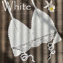 Load image into Gallery viewer, Women Bikinis Knitted Cotton Swimsuit Women Swimwear Women Bra And Bottom Black Knitted Bikini Top Summer Beach Breast Wrap Handmade Crop Top And Bottom Summer Bathing Suit Fashion Beachwear
