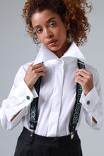 Load image into Gallery viewer, Sicily Meadow Green Floral Patterned Silk Suspenders
