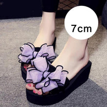 Load image into Gallery viewer, Women Bow Summer Sandals Slipper Indoor Outdoor Beach Shoes Slide Sandals For Women Knotted Bow Flat Footbed Sandals Open Toe Casual Summer Slide
