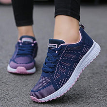Load image into Gallery viewer, Women Casual Fashion Breathable Walking Mesh Flat Shoes White Sneakers Summer New Fashion Women's Vulcanized Running Sneakers Walking Tennis Shoes
