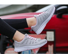 Load image into Gallery viewer, Women Casual Fashion Breathable Walking Mesh Flat Shoes White Sneakers Summer New Fashion Women's Vulcanized Running Sneakers Walking Tennis Shoes
