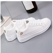 Load image into Gallery viewer, Women Casual New Spring Sneakers Fashion Embroidered White Sneakers Breathable Flower Lace-Up Leather Casual Sports Flat Low Top Sneaker
