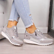 Load image into Gallery viewer, Women Casual Shoes New Fashion Flat Shoes Zipper Lace Up Comfortable Sneakers Female Vulcanized Shoes Womens Platform Slip-on High Top Sneakers Round Toe Thick Sole
