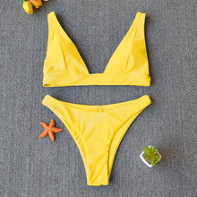 Load image into Gallery viewer, Women Charming Bikini Swimsuit Women Push Up Swimwear Two Piece Bikini Set Solid Color Bathing Suit Swim Suit Female Women Two Piece Bikini Swimsuit Halter Twist Front Bathing Suit Swimwear
