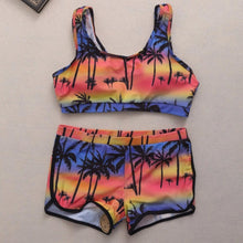 Load image into Gallery viewer, Women Crop Top Swimsuit High Waist Shorts Floral Bikini Beach Swimwear Beachwear New  Women's Halter High Waist Bikini Two Piece Swimsuits Matching Soft Bathing Suits
