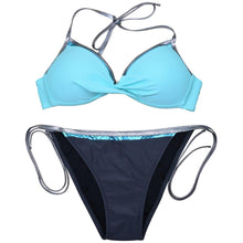 Load image into Gallery viewer, Women Cute Large Swimsuits Push Up Bikini Women Triangle Push Up Bikini Set Molded Bra Swimsuit  Women's Plus Size Swimwear Beach Wear  Bikinis Female Bathing Suit Swimming Suits
