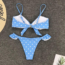 Load image into Gallery viewer, Women Dot Bikini Women Two Piece Swimsuit Women's Bikini Set Swimsuit Micro Strapless 2 Piece Bathing Suit Tie Side Bikini Bottoms Push Up Swimwear Bathing Suit Beach Wear Swimming Suit
