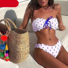 Load image into Gallery viewer, Women Dot Bikini Women Two Piece Swimsuit Women's Bikini Set Swimsuit Micro Strapless 2 Piece Bathing Suit Tie Side Bikini Bottoms Push Up Swimwear Bathing Suit Beach Wear Swimming Suit
